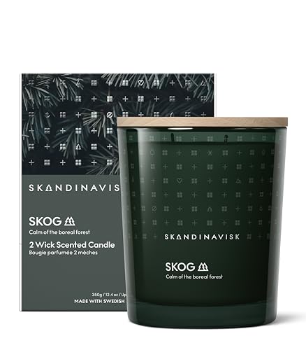 Skandinavisk Skog Forest Scented Candle with 2 Wicks Special Edition Scent Notes: Pine Needles and Fir Cones Birch Sap and Lily of The Valley Vegan Formula 350 g