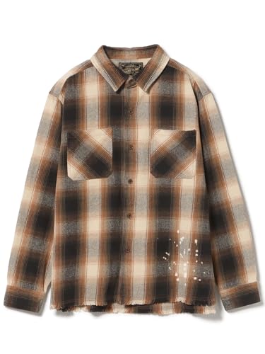 [ビームスハート] L/Sシャツ ドリップ フェード ネルシャツ メンズ BROWN L