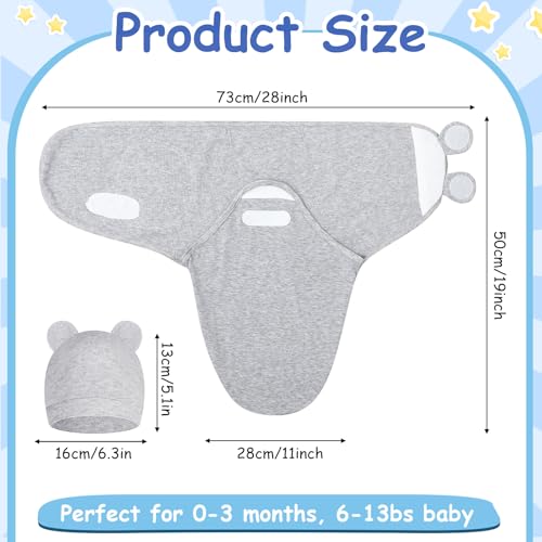 Image of Ramede 6 Pack Swaddle Blanket with Hats for Baby Girl Boy 100% Cotton Swaddles 0-3 Months, Adjustable Breathable Skin Friendly Receiving Blanket Wrap, Essential for Newborns(Classic,Dark Color)