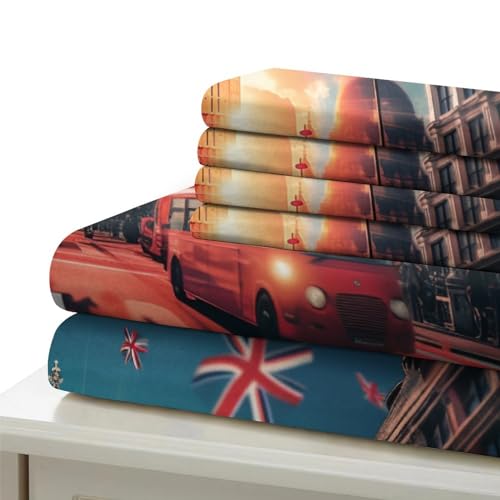 Housse de couette impression 3D Londres parure de lit microfibre douce avec zip 220x240