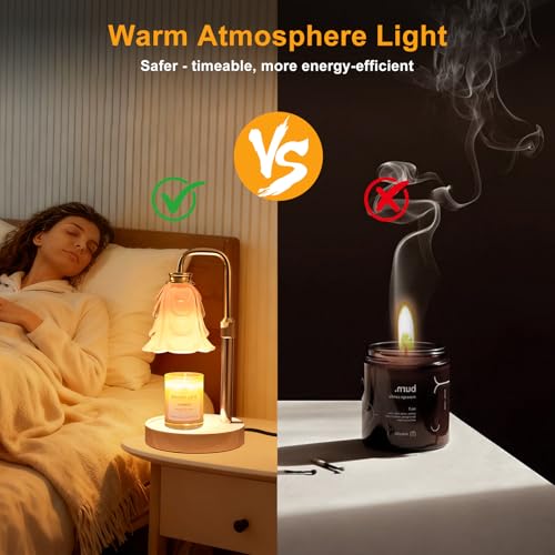 Flower Candle Warmer Lamp with Timer and Dimmer 4-Level Dimmable Adjustable Height Light Heat Lamp for Jar Candles Modern Cute Home Decor for Living Room Bedroom Gold-Flower by Flyzenvibe - Image 4