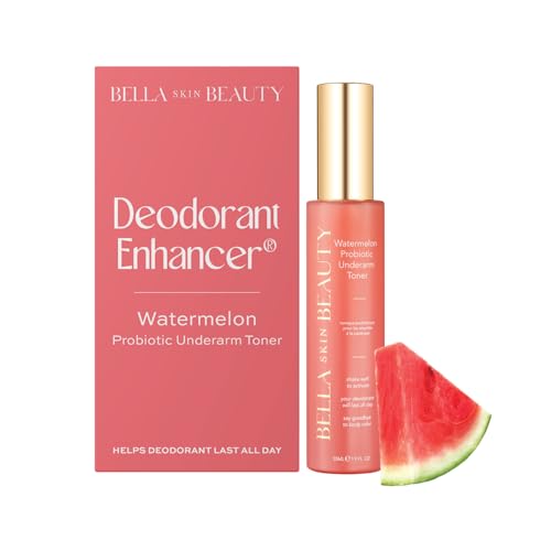 Bella Skin Beauty Deodorant Enhancer® Probiotic Underarm Toner - Watermelon - Patented Pre-Deodorant Spray That Helps Deodorants Last Longer and Helps Sweat Stay Odorless - Underarm Spray, Wipe, Apply