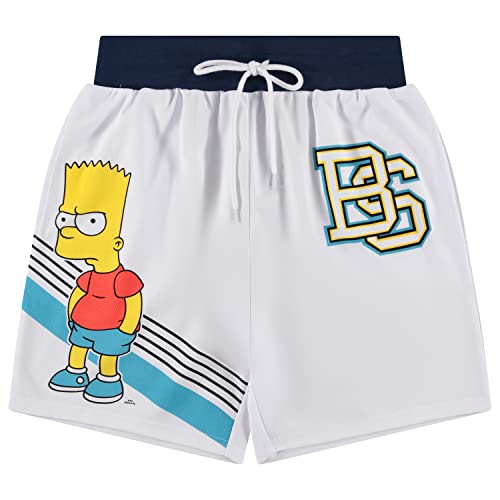 The Simpsons Homer & Bart Simpson - Pantalones cortos para hombre, Homer, Bart, Lisa Mesh Basketball Shorts Mesh Gym, Blanco, X-Large
