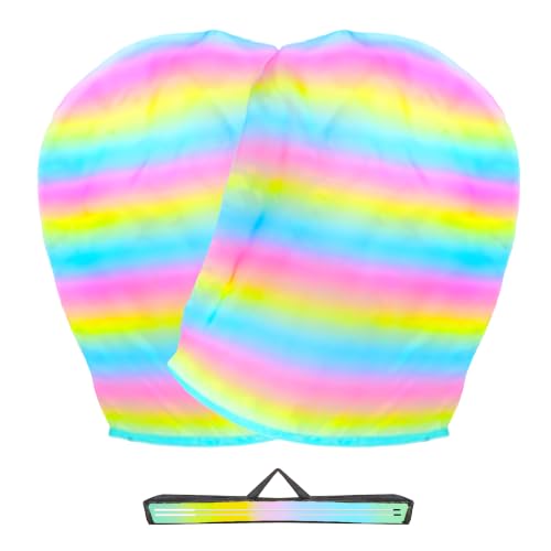 Baisdan 55" Worship Flags for Teenager, Praise Dance Flags for Beginner, Praise Flag with Flexible Rods & Carrying Bag, 2 Pack, Rainbow Color