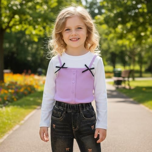 Image of Peacolate 2-7T Spring Fall Summer Little Girls 2pcs Clothing Set T Shirt and Jeans