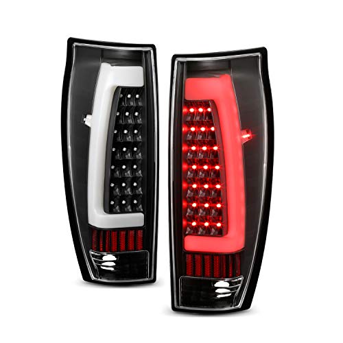 AKKON - Fits 2002-2006 Chevy Avalanche 1500 2500 LED [Tube Bar] Black Tail Lights Brake Lamp Left+Right Pair 03 04 05