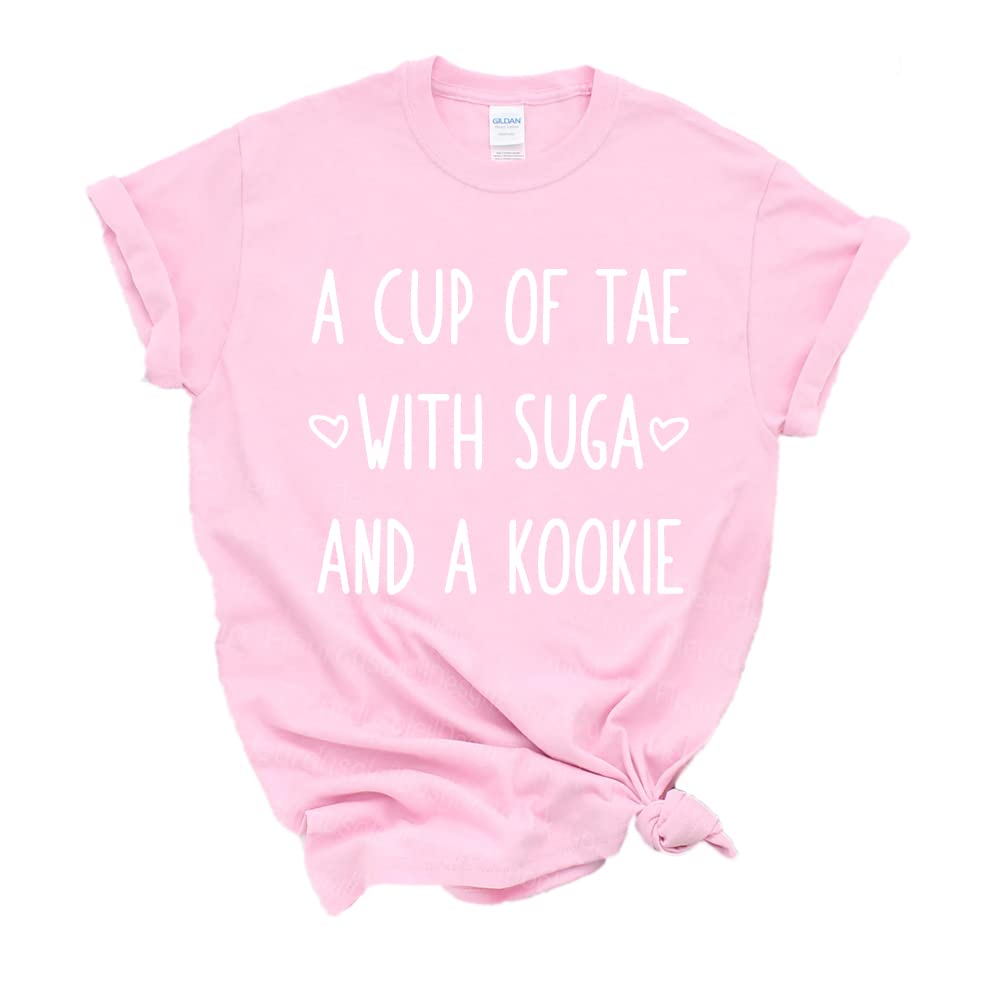 OwnZone Cotton Unisex Short Sleeve Round Neck T-Shirts A Cup of Tea with Sugar and A Cookie
