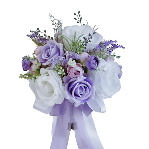 BECIEM Purple Lilac Bridal Bouquet