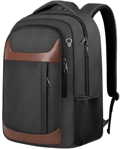 Image of 17 inch Travel Laptop Backpack, Airline Approved Bag, Black Brown
