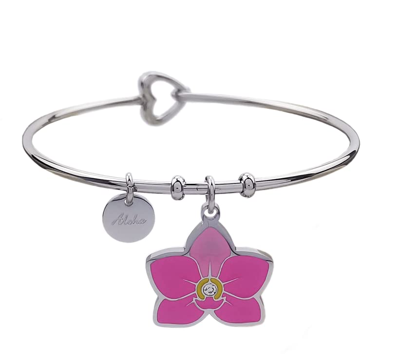 Aloha bracciale donna Orchidea Idea Regalo Acciaio Anniversario Compleanno Festa Fiore