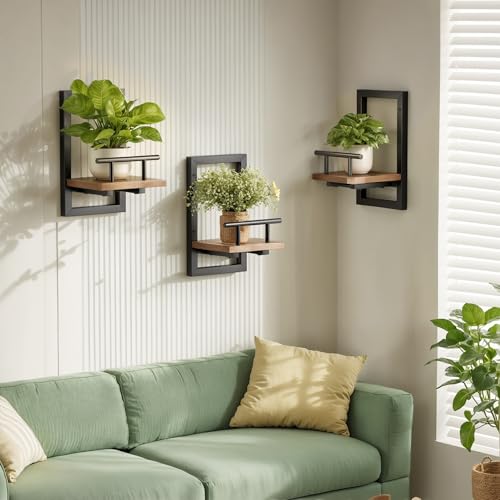 Sbosbo Floating Shelves for Wall, Plant Shelf Indoor, Wall Planters for Indoor Floating Plant Shelves for Bedroom, Living Room, Kitchen, Office, Bathroom Decor (2 Pack) - Image 5