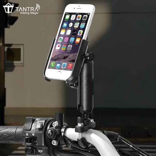 Image of TANTRA S25A Phone Holder - 360 Rotation with U-Bolt Base - Premium Aluminum Alloy - Secure Handlebar Mount for Smartphones