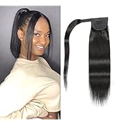 8 Inch Human Hair Ponytails Straight Wrap Around Ponytail Extensions One Piece Hairpieces for Wom...