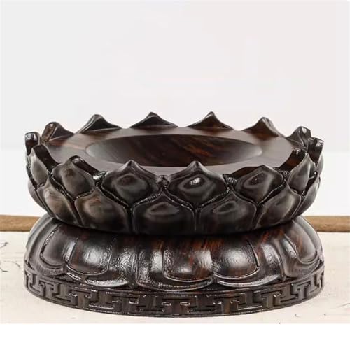 Expositor giratorio de madera para bonsáis con elegante base cóncava tallada, tamaño XS 8