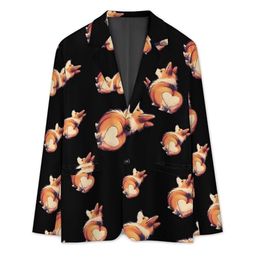Cute Dog Love Heat Butt Men's Blazer Printed Button Suit Jacket Slim Sport Coat Blazers3