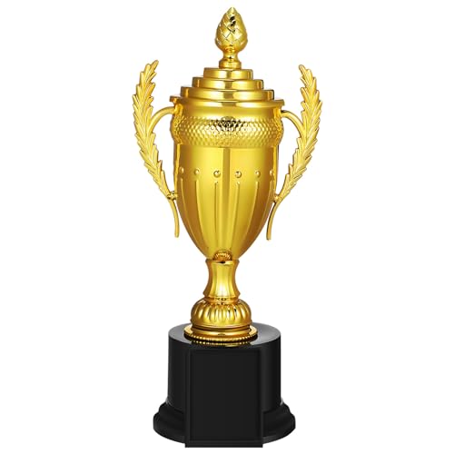 Didiseaon Awards Gold Cup Trophy Golden Trophies Cup with Lid and Round Base, 11
