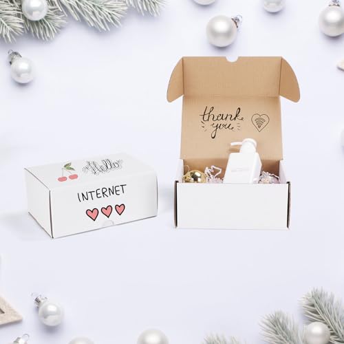 Image of ZBEIVAN 7x5x3 White Shipping Boxes Set of 25, Corrugated Cardboard Mailer Boxes for Packaging Small Business Mailing Gifts