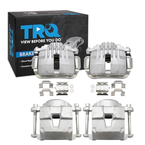 Image of TRQ Front and Rear Brake Caliper Set Zinc Coated Brackets Compatible with 1998-2003 Chevrolet S10 1998-2003 GMC Sonoma 1998-2000 Isuzu Hombre
