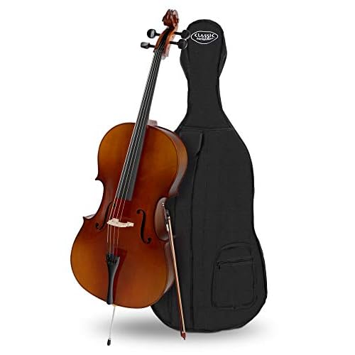 Classic Cantabile Student Cello 4/4 - tapa de abeto laminado - fondo, aros, mástil y puente de arce - diapasón: tilo tintado - clavijas y cejuela de arce ennegrecido - incluye arco y funda