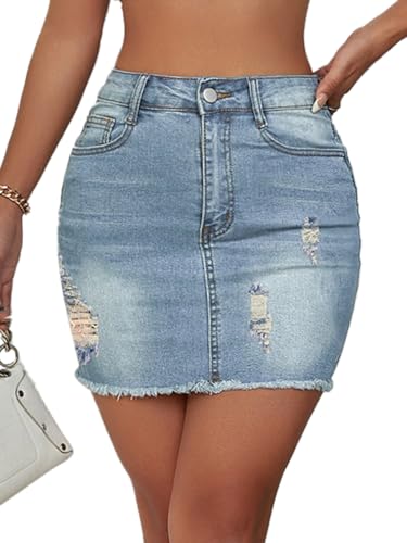 Jean Skirt for Women Stretch Casual High Waisted Denim Short Skirt Cute A Line Mini Pencil Skrit