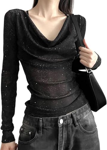 T-shirt manches longues col V femme pour sublimer sa silhouette en soirée