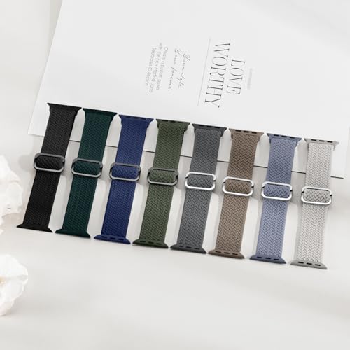 Image of 8 Pack Braided Stretchy Solo Loop Compatible with Apple Watch Bands Women