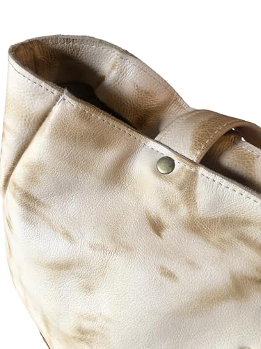 Image of GENUINE LEATHER Tote Bag Soft Leather- Durable Cowhide, Magnetic Closure, Stylish Black and Tan Design, 18x11.8x4.8 inches, Perfect for Everyday Use, OFFER