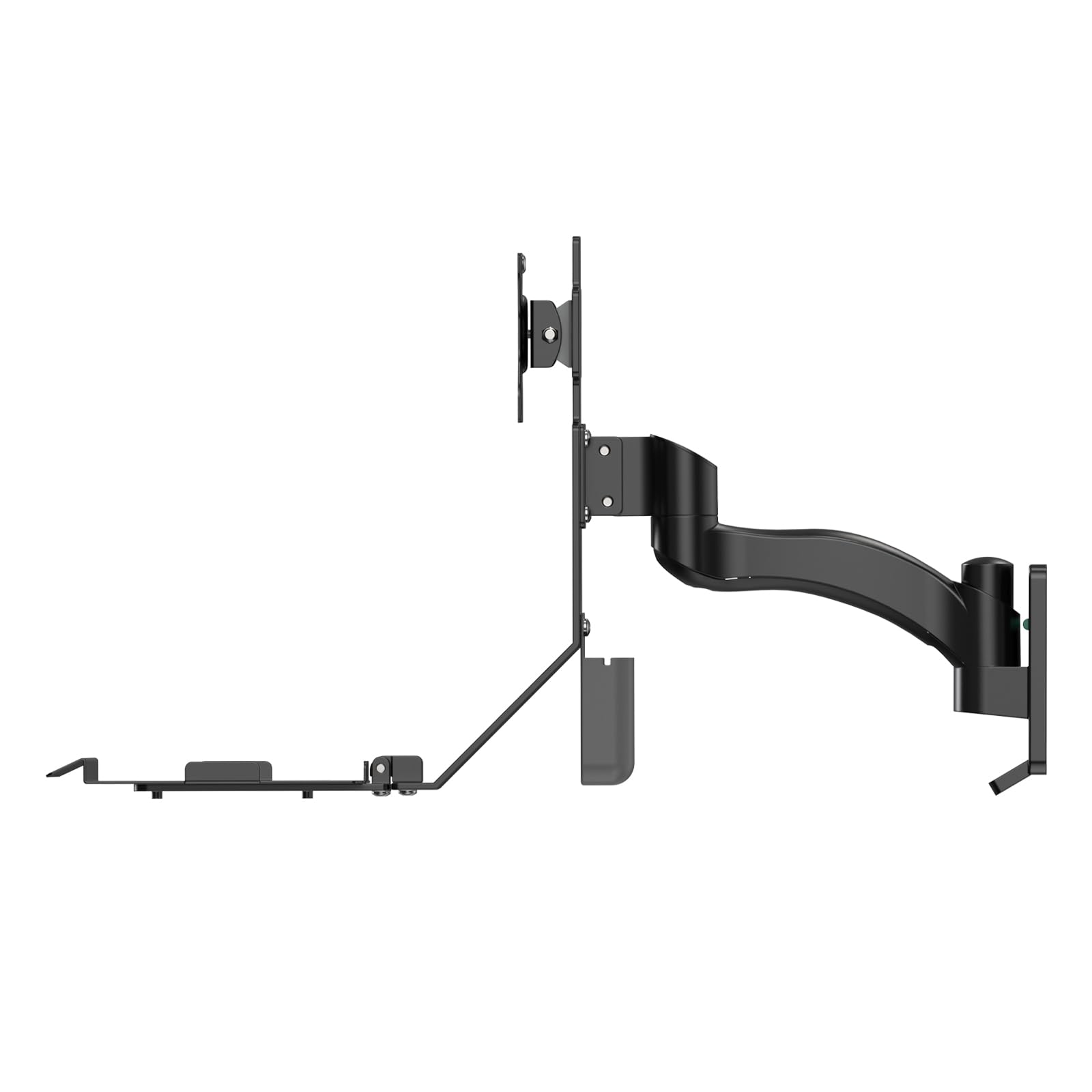 BEWISER Soporte de pared para monitor de 15 a 32 pulgadas con bandeja para teclado de 15 – 32 pulgadas, soporta hasta 10 kg, color negro
