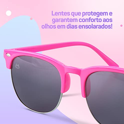 Relógio Bracelete Infantil Led Digital De Pulso à Prova D'água + Óculos de Sol Rosa Menina Proteção