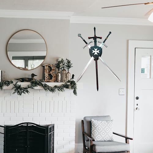 QIXIN Sword Stand Sword Wall Mount Medieval Aluminum Alloy Sword Wall Mount Holder - 1-3 Swords Display Rack, 11.4