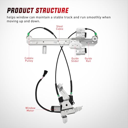 Image of Nilight Power Window Regulator with Motor Rear Passenger Side,Compatible with Cadillac Escalade /Chevy Tahoe /GMC Yukon 2002 2003 2004 2005 2006,Rear Right,748-229