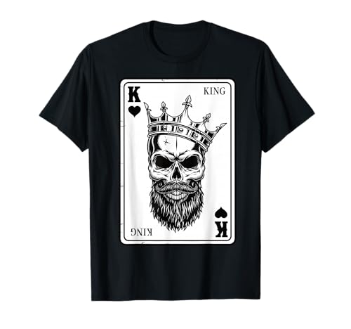 King And Queen Skull - 2/2 Card Hearts Flush Couple Matching T-Shirt