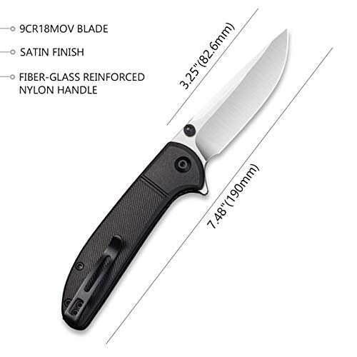 Civivi Badlands Vagabond Flipper Pocket Knife, 3.25" 9Cr18Mov Satin Blade Liner Lock Knife For Edc C2019D (Black) #TOP1
