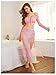 SHENHE Women's 3 Piece Mesh Sheer Lingerie Set Off Shoulder Crop Tops Maxi Skirt Set with Thong Pink Medium