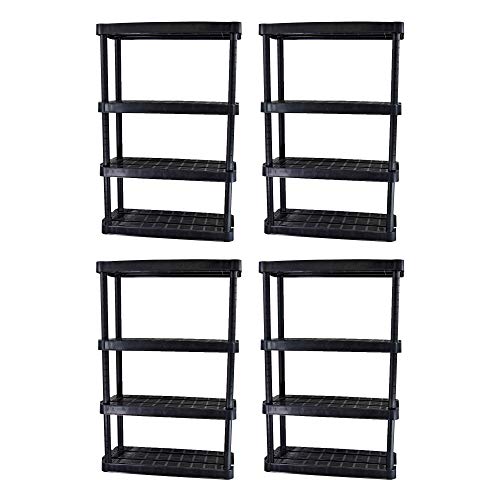 Gracious Living Extra Wide Light Duty Indoor Garage Shelves, Black (4 Pack)