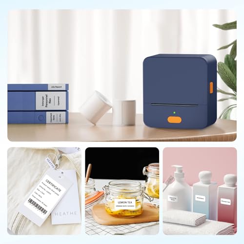Image of P1 Label Maker, 2 Inch Thermal Printer, Label Maker Waterproof Labels, Label Printer for Small Business, Home, Office, Logo, Address, Clothing, Organizing with 1 Roll Label, Blue