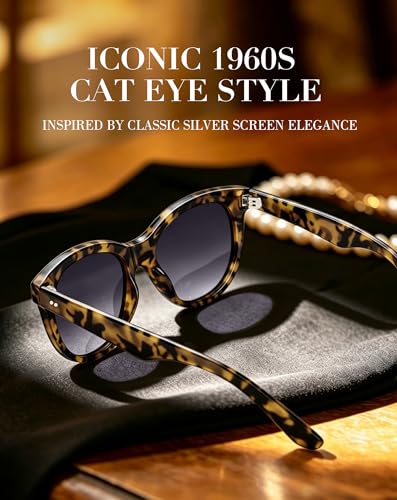 Image of Joopin Oversized Cat Eye Sunglasses Polarized UV Protection Retro Round Sun Glasses Shades for Women Driving Beach Vacation