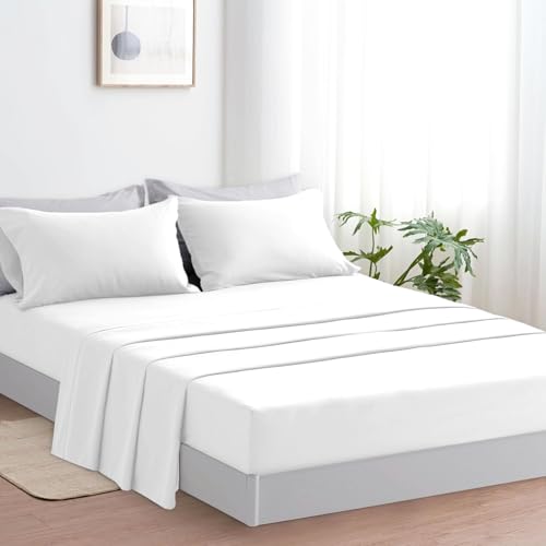SNOWDVANCE Juego de Sábanas 4 Piezas Cama 150-100% Poliéster - Encimera 210 x 240, Bajera 150 x 200, 2 Fundas de Almohada 45 x 75 - Suave, Transpirable y Lavable