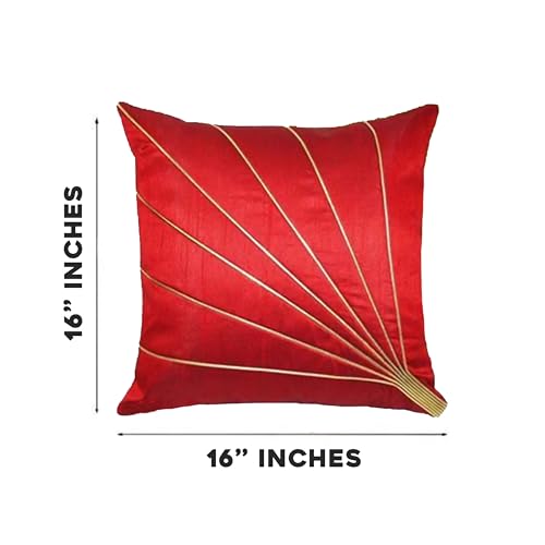 Image of Noor Silk Cushion Covers Pack of 7 | 16x16 Inches, Red
