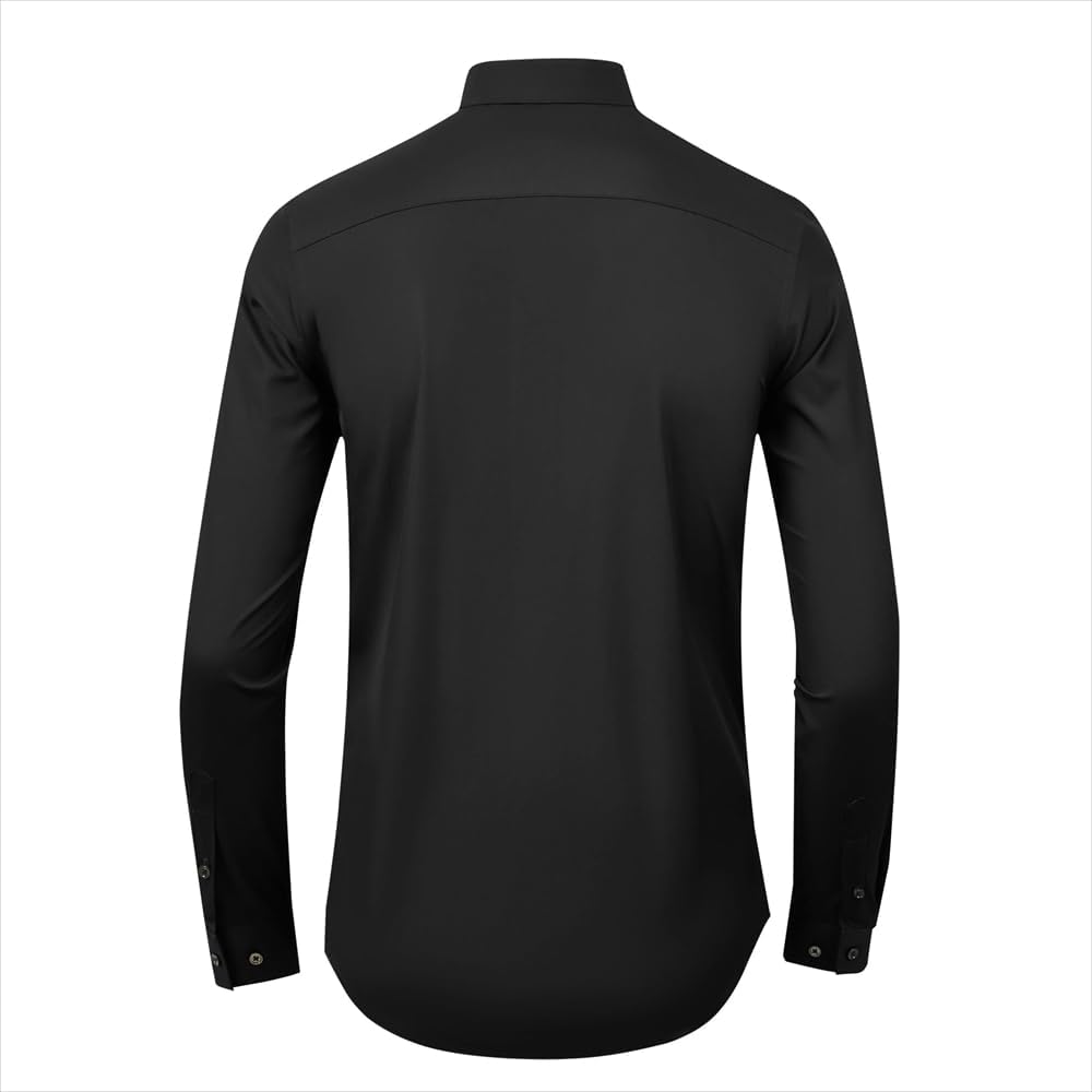 Mens Rivet Shirt Lapel Long Sleeve Slim Business Formal Banquet Party Stage Performance Shirt