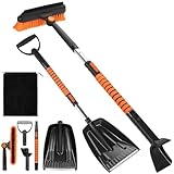 スノーブラシ 雪かきスコップ 雪掻きスコップ 除雪 雪下ろし 車用 傷つかない アイススクレーパー 伸縮式 多機能 除雪ブラシ 除雪 霜取り 氷取り除く 雪対策 ヘッド調整可能 車載 組み立てが簡単 携帯スノー 多用途 家庭用 園芸 雪中キャンプ 超軽量 収納袋付き 持ち運び便利 (5in1)