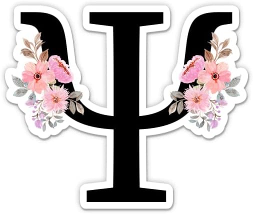 Pegatina de vinilo de psicologĂa de letras griegas con flores, telĂ©fono de coche, 3 pulgadas Pegatina de vinilo de psicologĂa de letras griegas con flores, telĂ©fono de coche, 3 pulgadas