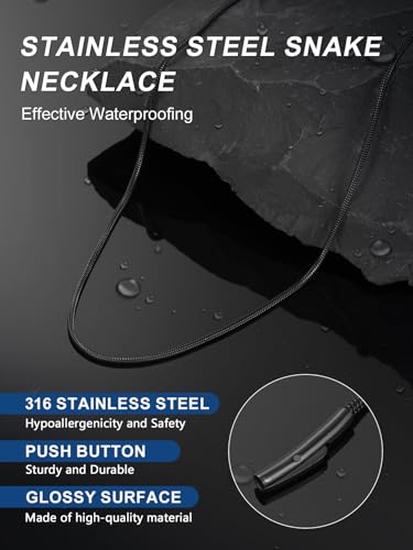 Chaîne serpent ronde en acier inoxydable collier ras du cou durable pour homme - 4