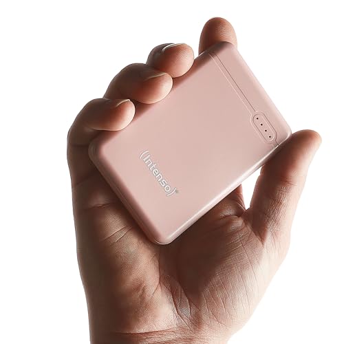Intenso Powerbank XS5000 – 5.000 mAh – Kompakter externer Akku für iPhone, Smartphone, Tablet & Kamera, USB-C, USB-A, microUSB, Schnelles Laden, Rosé