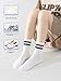 YUWELL Womens Striped Crew Socks, Cotton Cozy Casual Socks for Women 4 Pairs, Size 5-10, White with BlackStripe