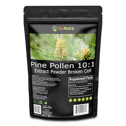 Go Nutra Pine Pollen Powder | Wild Harvested & Broken Cell Wall | Pure 10:1 Pine Pollen Extract, Antioxidant-Rich & Androgenic | Supports Health, Energy | Vegan, Non-GMO, Gluten Free | 16 Ounce (1lb)