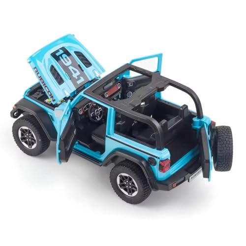 Image of 1:32 Alloy Model Car Compatible for Wrangler Rubicon Style, Diecast Pull Back Toy Car with Light & Sound for Kids Boys Girls Gift (Blue)