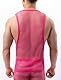 AIEOE Herren Unterhemd Transparent Netzhemd Männer Sexy Clubwear Ärmellos Mesh Shirt Pink Größe S
