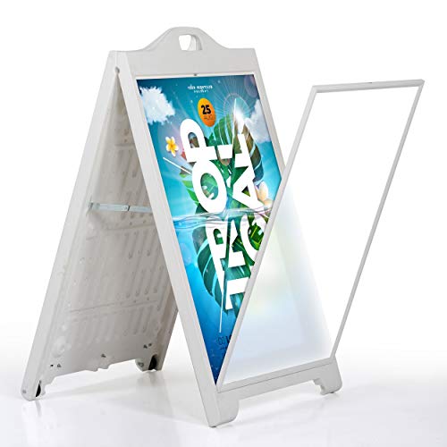 M&T Displays Street SignPro with Lens Protective Cover, 24x36 Inch Poster White Double Sided Sandwich Board Folding A-Frame Sidewalk Curb Sign Portable Advertising Display for Restaurant Cafe - Thumbnail 2