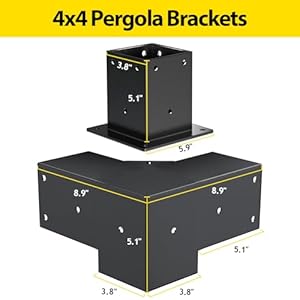 Aprilsoul4x4pergolakitincludes4threewaycornerbracketsandpostbasesfor35woodpostsdurablerightanglehardwareforoutdoorgazebostructures Urban Country Home Decor Aprilsoul 4×4 pergola kit includes 4 three way corner brackets and post bases for 35 wood posts durable right angle hardware for outdoor gazebo structures urban country home decor